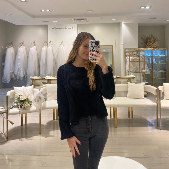 Black Round Neck Sweater - Picture 3 of 5